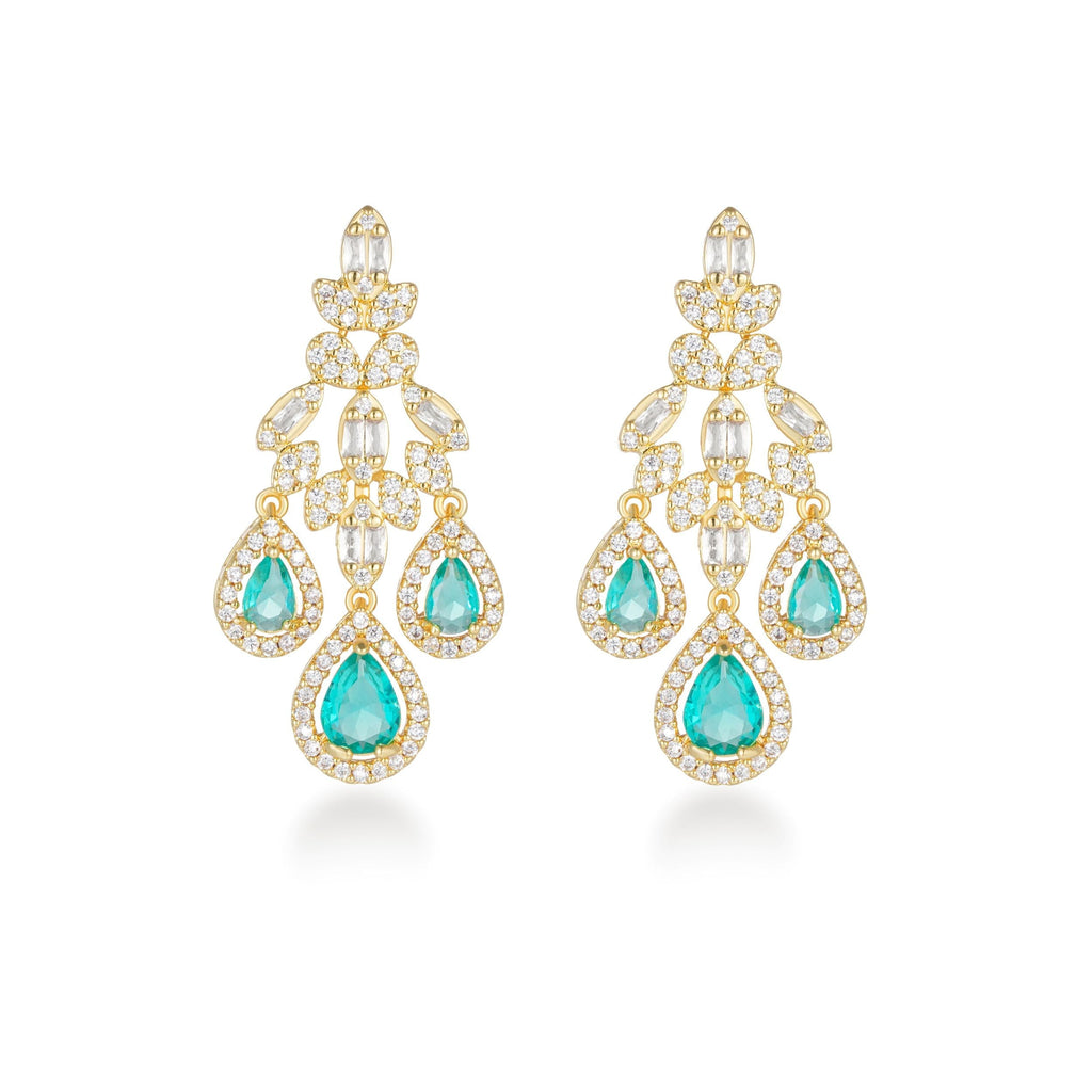 Green Transparent Teardrop Crystal Earrings