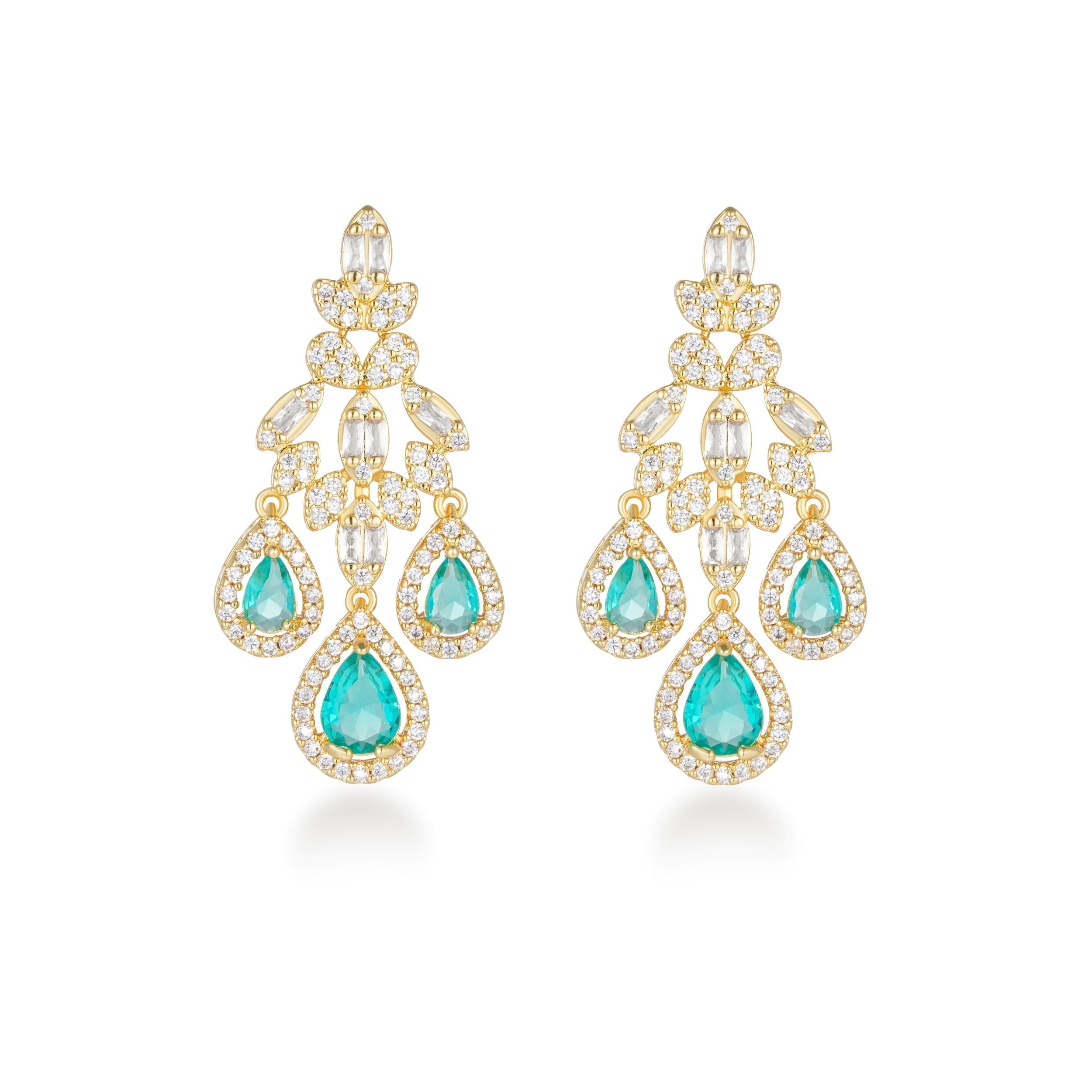Green Transparent Teardrop Crystal Earrings