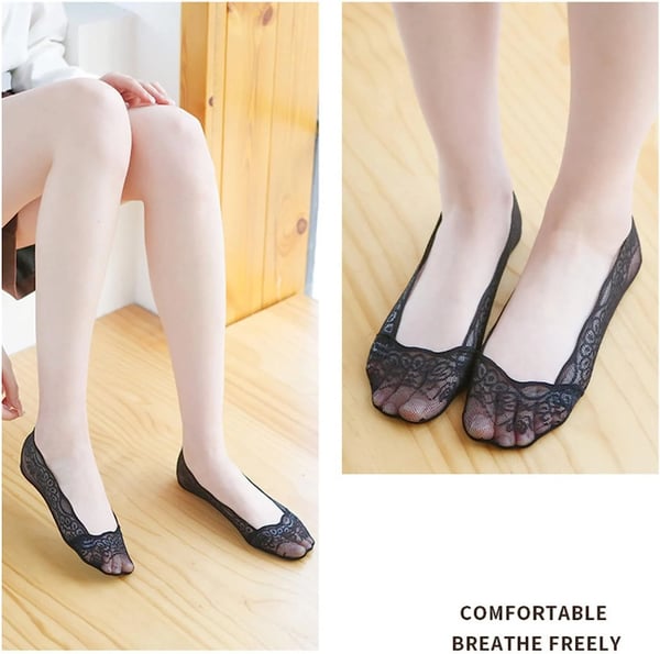 🧦 Lace No-Show Liner Socks for Women ✨ Invisible Comfort with a Touch of Elegance!