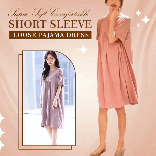 🔥 Super Soft Short Sleeve Pajama Dress 😴👗 Ultimate Comfort & Relaxed Fit! ✨