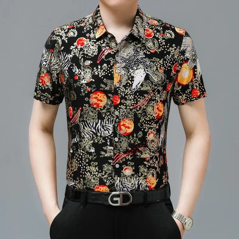 🔥Last Day Sale 49% OFF👔 Men's Summer Loose Fit Iron-Free Silk Shirt ☀️✨ Cool, Wrinkle-Free & Effortlessly Stylish!