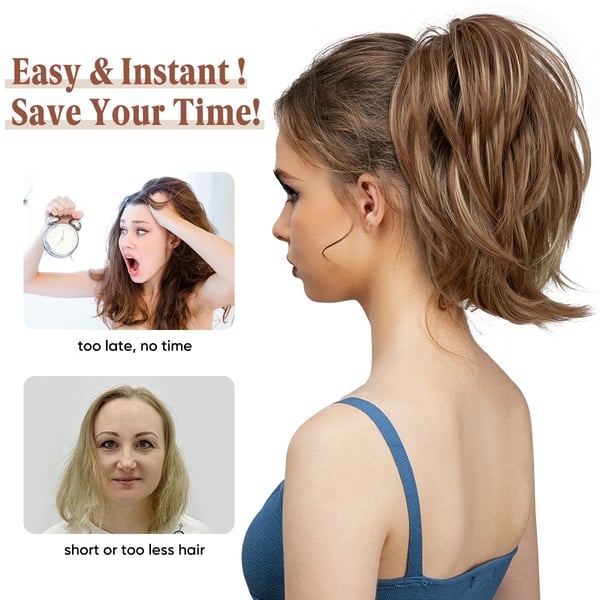 💁‍♀️✨ Synthetic Claw Clip-In Ponytail 🌟 Easy DIY Hairpiece & Bun!