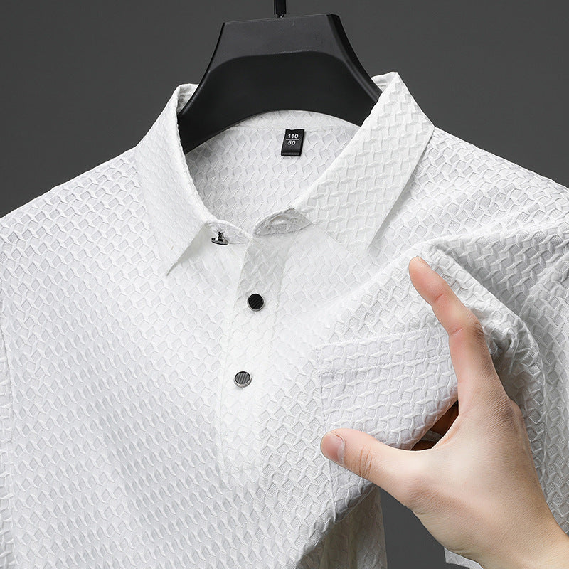 🎉 Men’s Textured Short-Sleeve Shirt 👕✨ Stylish, Breathable & Perfect for Any Occasion!