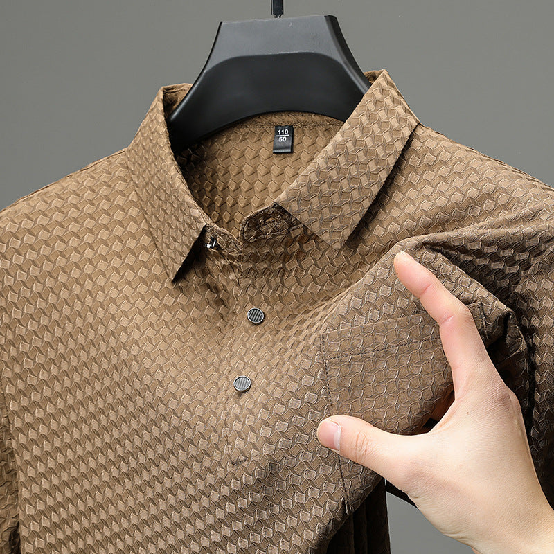 🎉 Men’s Textured Short-Sleeve Shirt 👕✨ Stylish, Breathable & Perfect for Any Occasion!