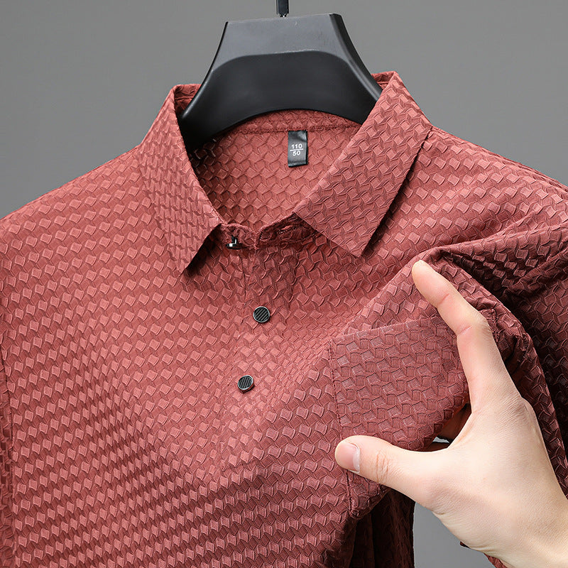 🎉 Men’s Textured Short-Sleeve Shirt 👕✨ Stylish, Breathable & Perfect for Any Occasion!