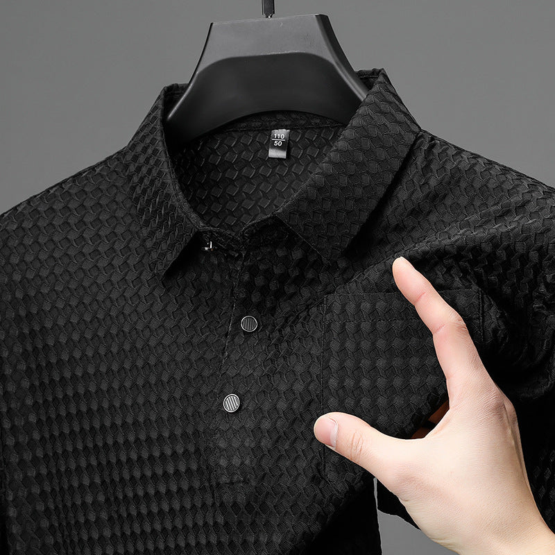 🎉 Men’s Textured Short-Sleeve Shirt 👕✨ Stylish, Breathable & Perfect for Any Occasion!