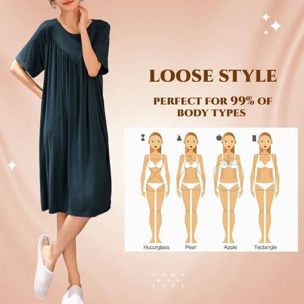 🔥 Super Soft Short Sleeve Pajama Dress 😴👗 Ultimate Comfort & Relaxed Fit! ✨