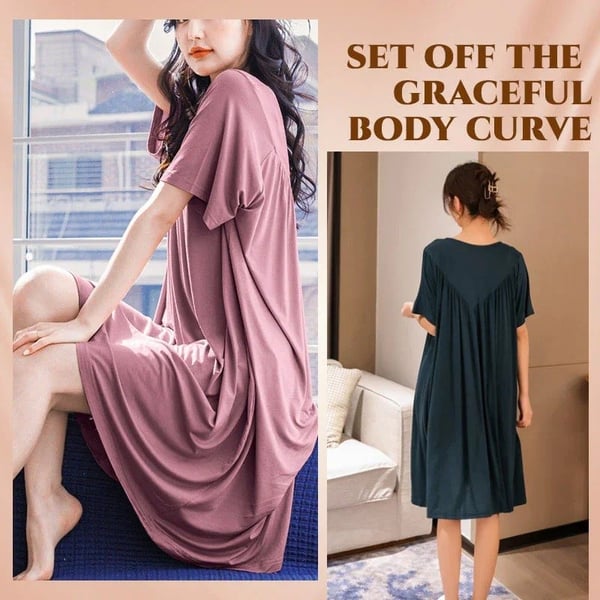 🔥 Super Soft Short Sleeve Pajama Dress 😴👗 Ultimate Comfort & Relaxed Fit! ✨