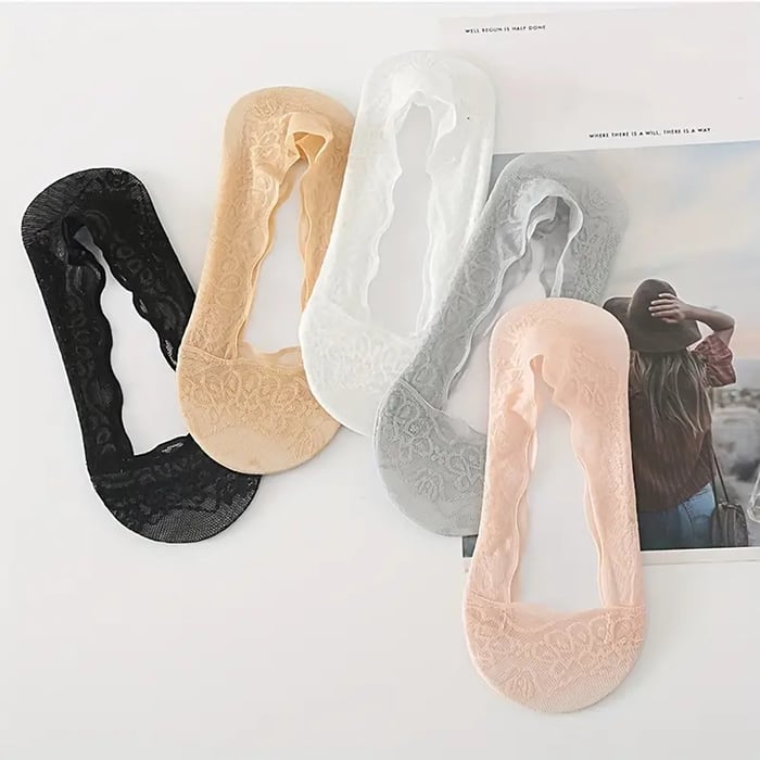 🧦 Lace No-Show Liner Socks for Women ✨ Invisible Comfort with a Touch of Elegance!