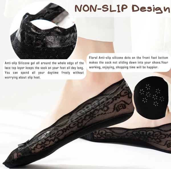 🧦 Lace No-Show Liner Socks for Women ✨ Invisible Comfort with a Touch of Elegance!