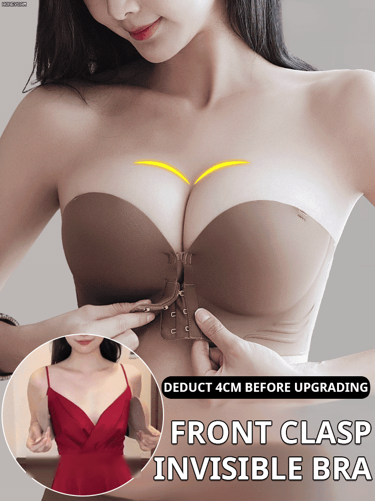 💖✨ Front Clasp Push-Up Bra | Strapless & Non-Slip 💕 Lift & Enhance 🔥 Invisible Seamless Beauty Back Lingerie 👙