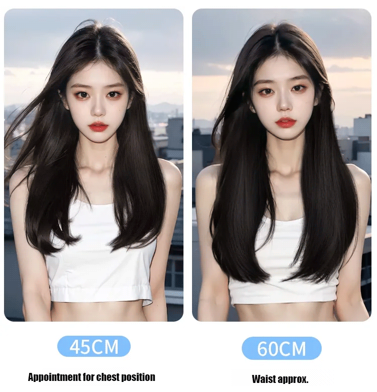 🌊 Cool Atmosphere Water Ripple One-Piece Wig ✨ Effortless Waves & Stylish Look!