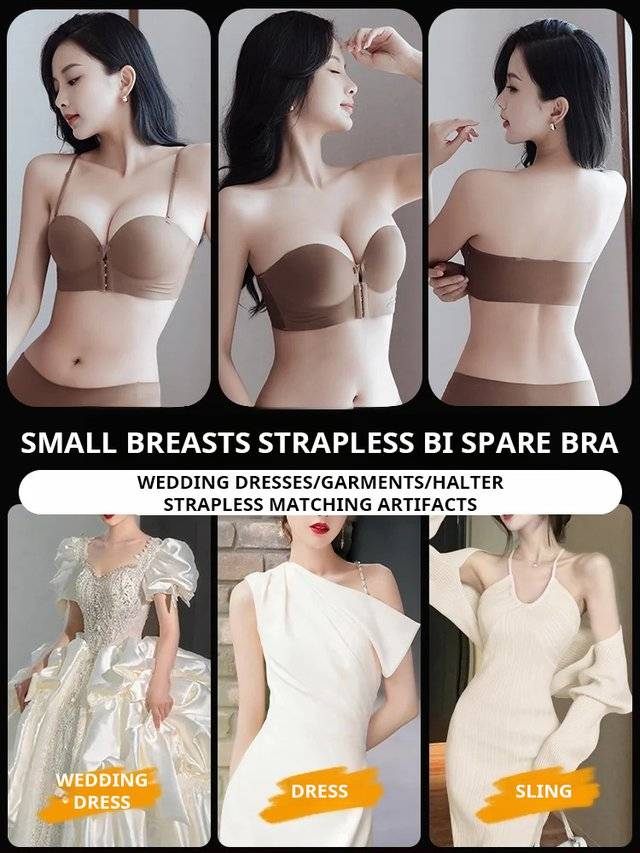 💖✨ Front Clasp Push-Up Bra | Strapless & Non-Slip 💕 Lift & Enhance 🔥 Invisible Seamless Beauty Back Lingerie 👙
