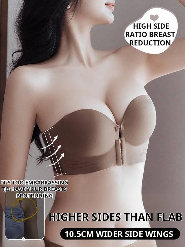 💖✨ Front Clasp Push-Up Bra | Strapless & Non-Slip 💕 Lift & Enhance 🔥 Invisible Seamless Beauty Back Lingerie 👙