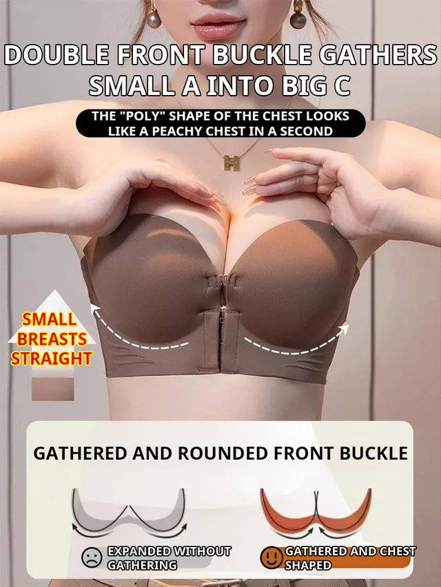 💖✨ Front Clasp Push-Up Bra | Strapless & Non-Slip 💕 Lift & Enhance 🔥 Invisible Seamless Beauty Back Lingerie 👙